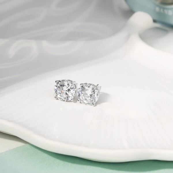 Brinco Solitário 10 MM Duda Ródio Branco