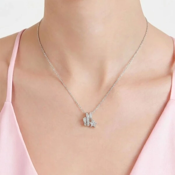 Colar Estrela Cadente Zircônias | Prata 925 com Banho de Ródio Branco | 40+5cm Extensor | Pingente 1