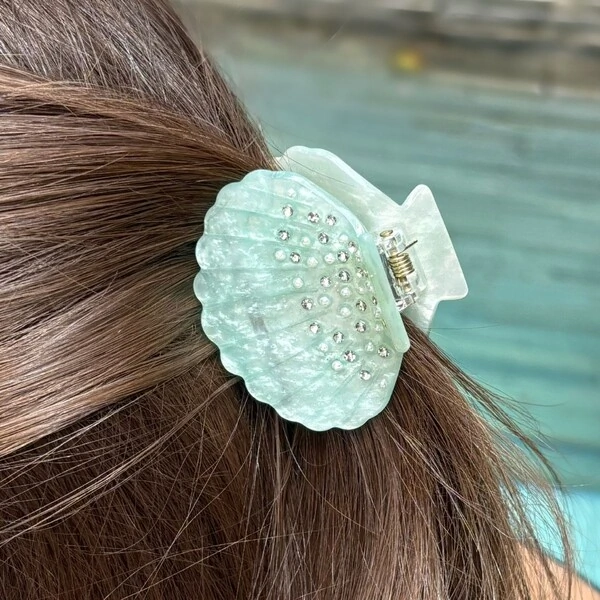 Piranha Concha Acetato Verde Água Brilhos