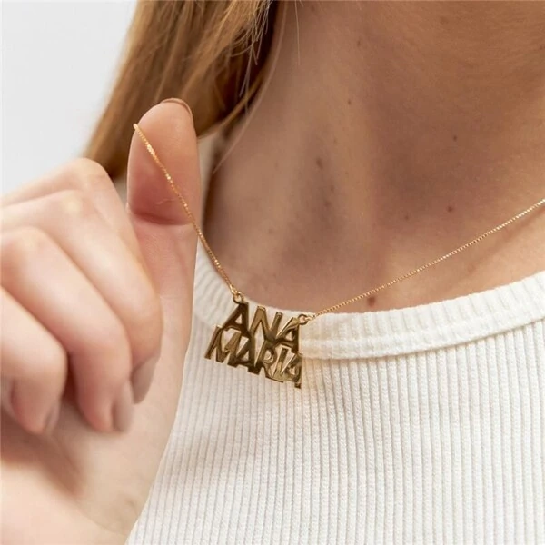 Gargantilha Personalizada Nome com até 16 Letras Banho de Ouro 18 K - Modelo 2