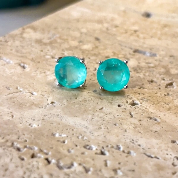 Brinco Solitário 10 MM Esmeralda Colombiana Prata 925