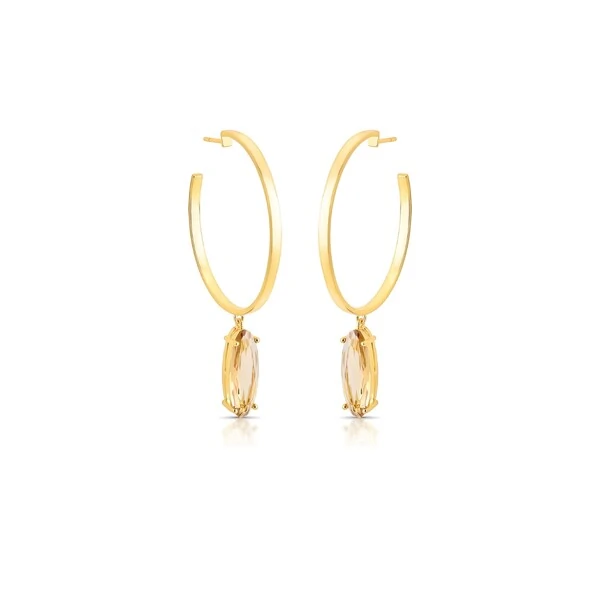 Argola Navete G Marrom Banho de Ouro 18 K