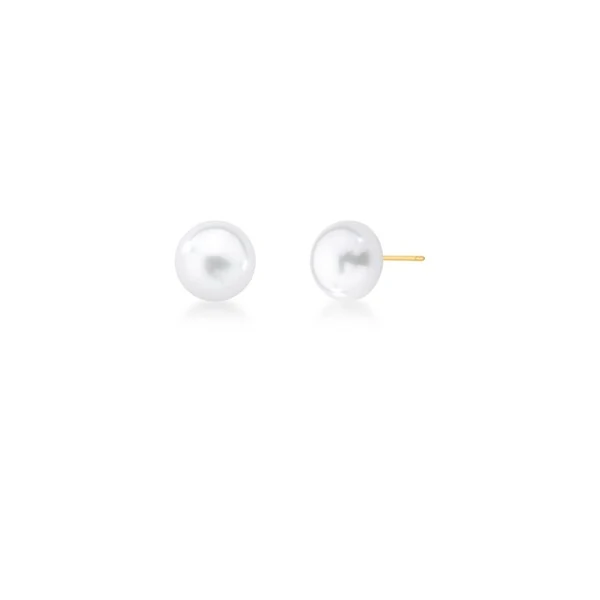 Brinco Pérola Achatada 12 MM Banho de Ouro 18 K