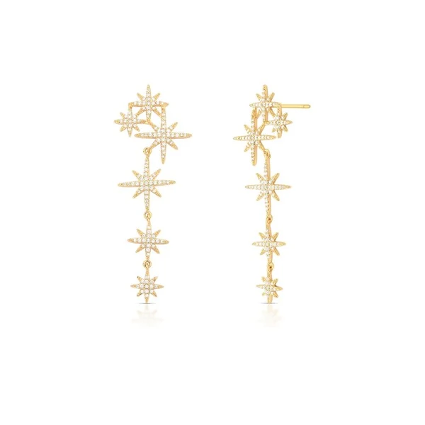 Brinco Cascata Star Banho de Ouro 18 K