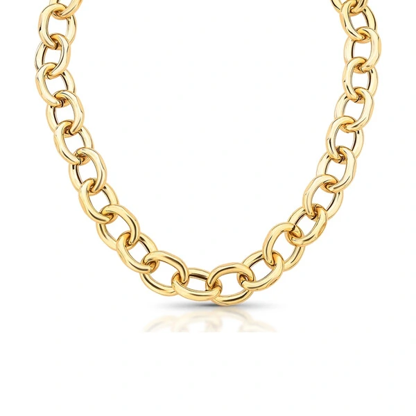 Corrente Lisa Elos Ovais Banho de Ouro 18 K