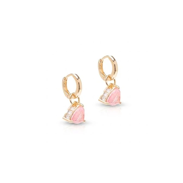 Brinco Ear Bling Trillion Fusion Quartzo Rosa e Zircônia Banho de Ouro 18k