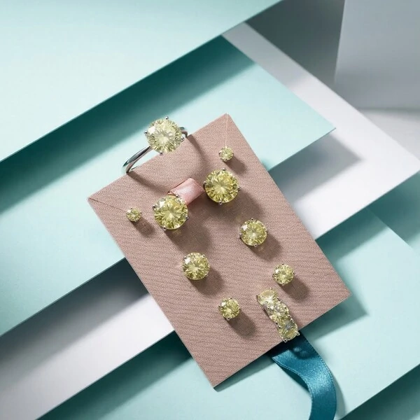 Brinco Solitário 6 MM Yellow Fancy Prata 925