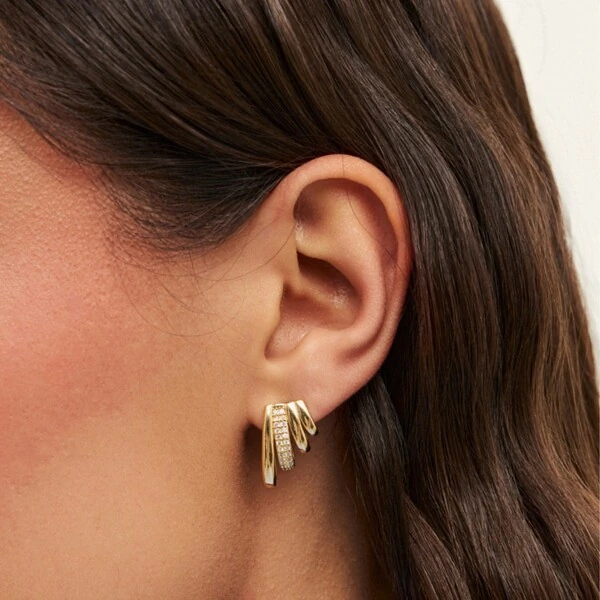 Brinco Ear Cuff Quatro Voltas Banho de Ouro 18 K