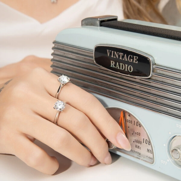 Anel Solitário Moissanite 8 MM Prata 925