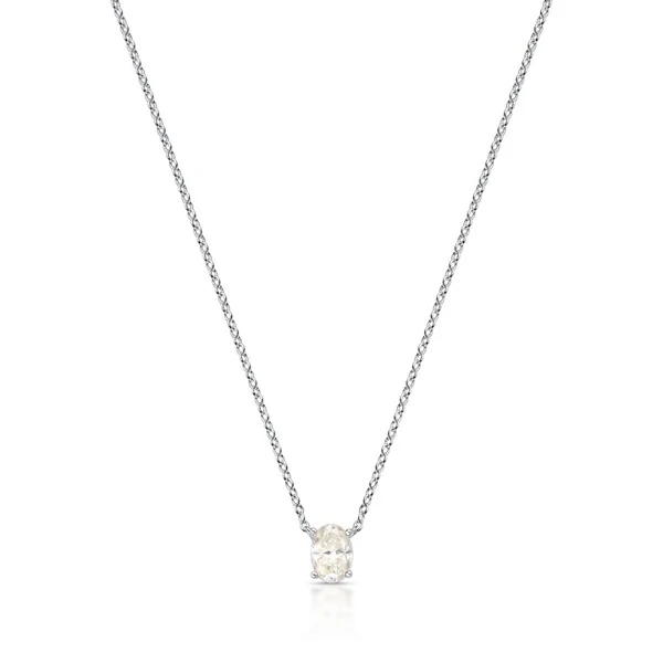 Colar Oval Moissanite 7.5 MM Prata 925