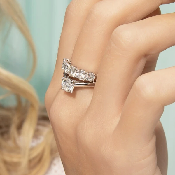 Anel Solitário Moissanite 6,5 MM Prata 925