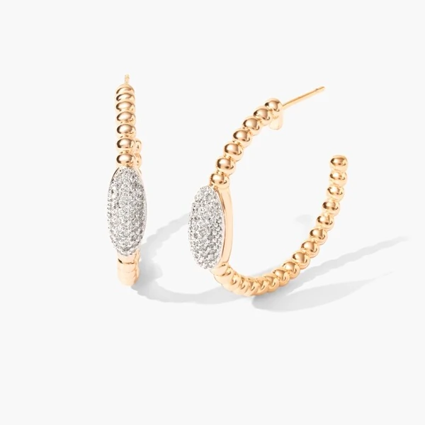 Argola Bolinhas Oval Cravejado G Banho de Ouro 18 K