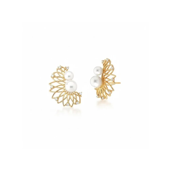Brinco Ear Cuff Pérola Grace Banho de Ouro 18 K