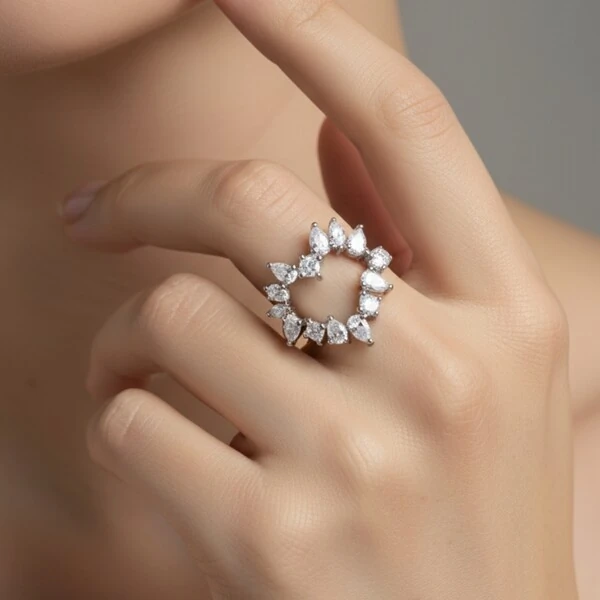 Anel Coração Vazado Prata 925