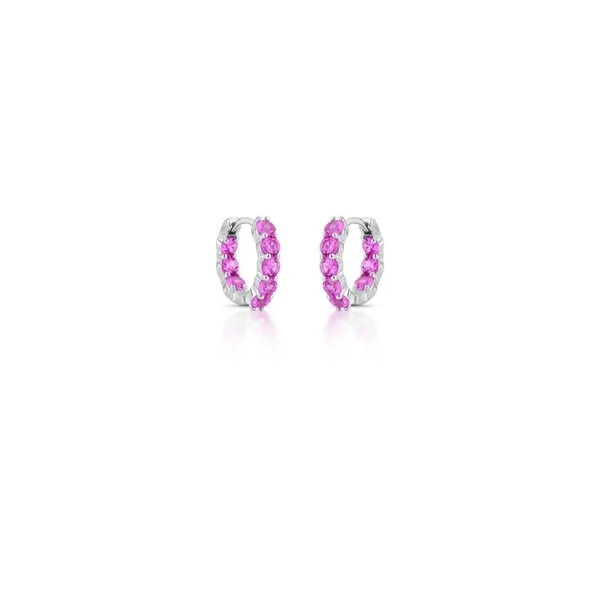 Argola 15 MM Pink Ródio Branco
