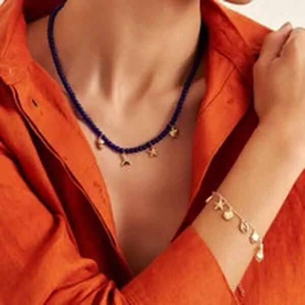 Pulseira Concha, Búzios e Estrela Banho de Ouro 18 K
