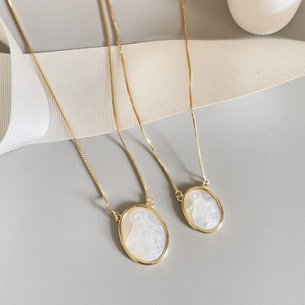 Colar Minimalista Nossa Senhora das Graças G Banho de Ouro 18 K