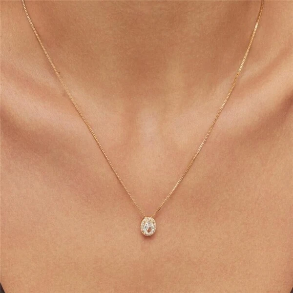 Colar Oval Banho de Ouro 18 K