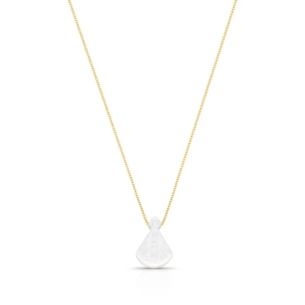 Colar Nossa Senhora Aparecida em Madrepérola Banho de Ouro 18 K