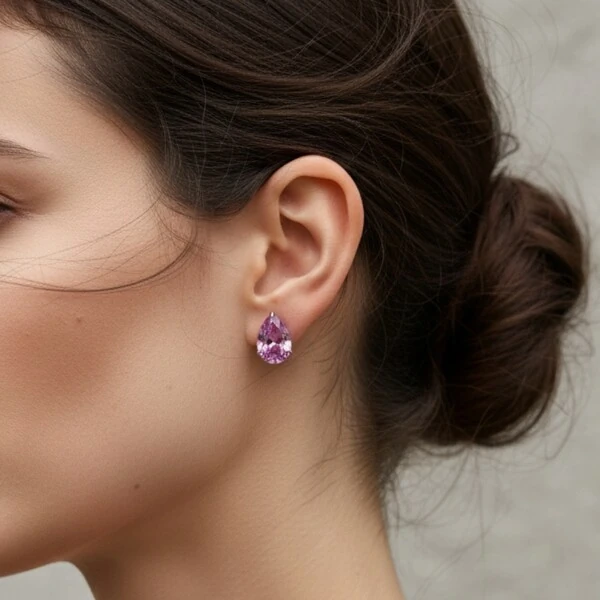 Brinco Gota Kunzita Prata 925