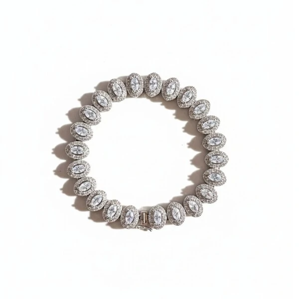 Pulseira Ovais Luxo Rodio Branco