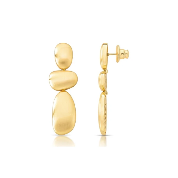 Brinco Pêndulo Fosco Duna Banho de Ouro 18 K