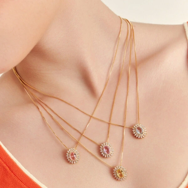 Conjunto Oval Brisa Amarelo Claro Banho de Ouro 18 K