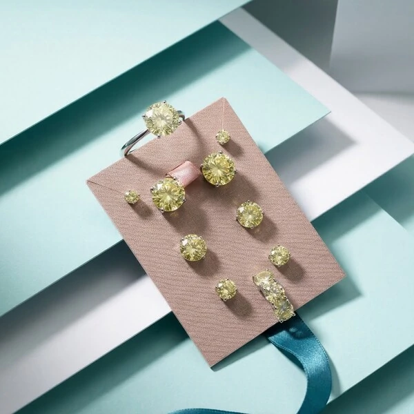 Brinco Solitário 8 MM Yellow Fancy Prata 925