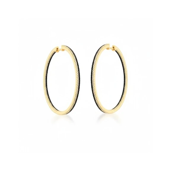 Max Argola Duas Fileiras de Zircônias Preto e Branco Banho de Ouro 18 K