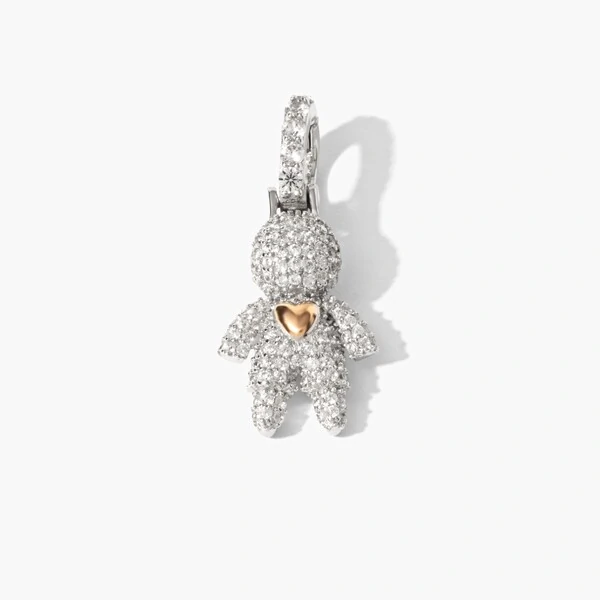 Pingente Menino Cravejada Coração Dourado Prata 925