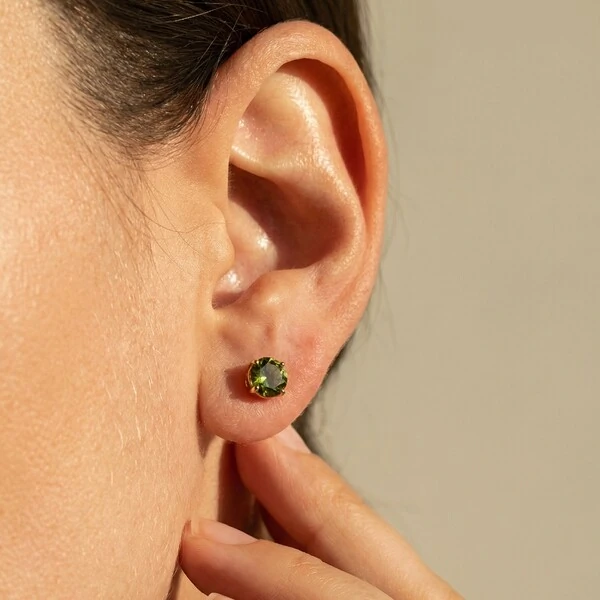 Brinco Solitário 6 MM Peridoto Prata 925