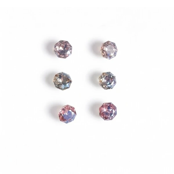 Trio de Brincos Coloridos 6 MM Ródio Branco