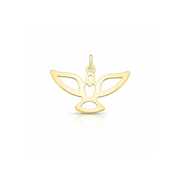 Pingente Espírito Santo Liso Vazado Banho de Ouro 18 K