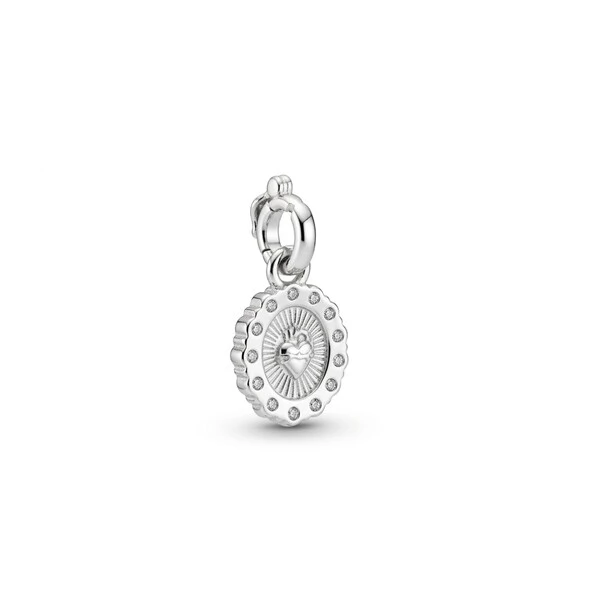 Pingente Sagrado Coração de Maria com Zircônias | Prata 925 com Ródio | 1 cm × 1,2 cm