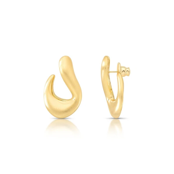 Brinco Fosco Wave Banho de Ouro 18 K