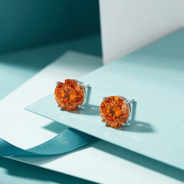 Brinco Solitário 10 MM Aperol Prata 925