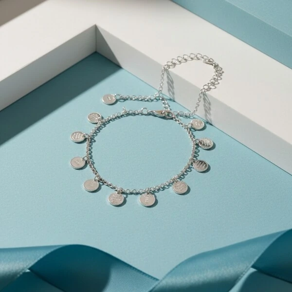 Pulseira Medalhas Dez Mandamentos Ródio Branco