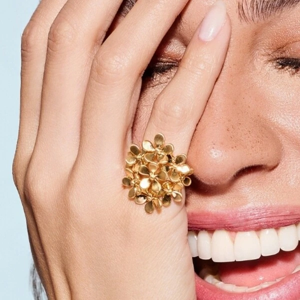 Anel Flores Fosco Acetinado Coleção Duna | Banho de Ouro 18k