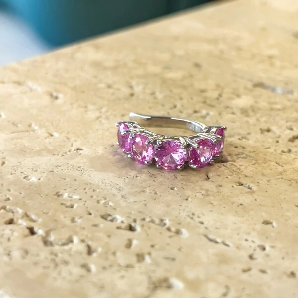 Falso Piercing Turmalina Pink Prata 925