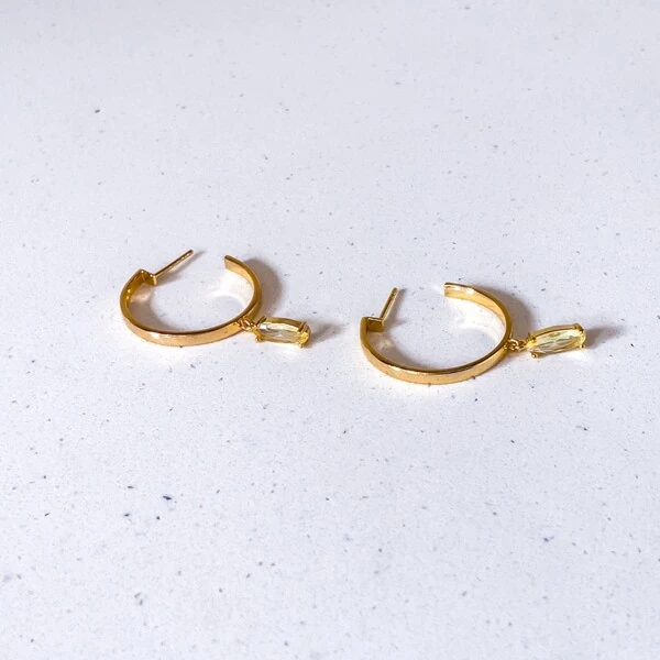 Argola Navete M Amarelo Banho de Ouro 18 K