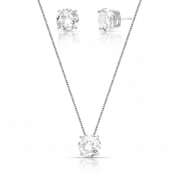 Conjunto Ponto de Luz 10 MM Duda Ródio Branco