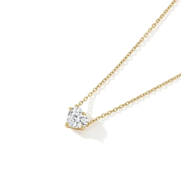 Colar Coraçao Moissanite Ice Cut Prata 8 MM com Banho de Ouro 18 K