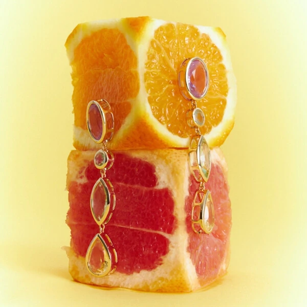 Brinco Pêndulo Colorido G Brisa Banho de Ouro 18 K