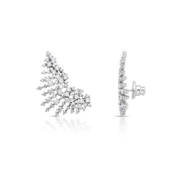 Brinco Ear Cuff Cometa Zircônias | Ródio Branco | Tarraxa Vírgula