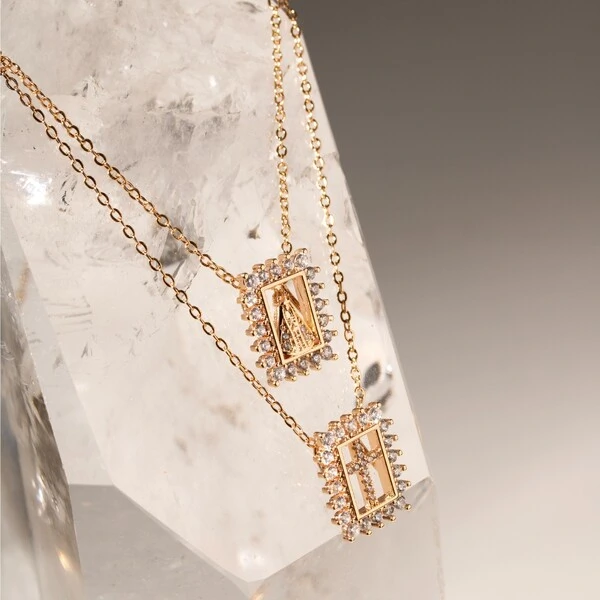 Colar Escapulário Nossa Senhora Aparecida e Cruz Banho de Ouro 18k