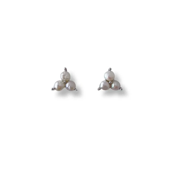 Brinco Três Pérolas Prata 925