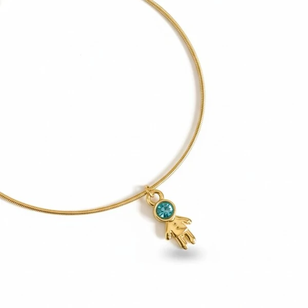 Pulseira Corda de Violão Menino Verde Banho de Ouro 18 K