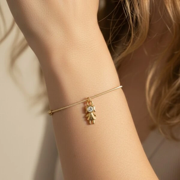 Pulseira Corda de Violão Menina Banho de Ouro 18 K