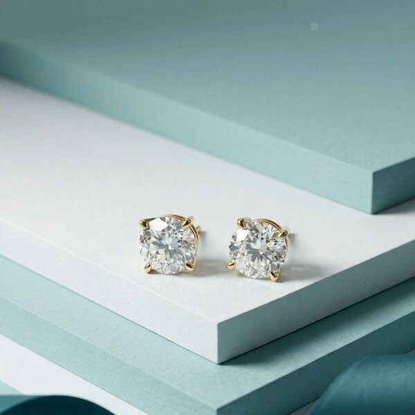 Brinco Solitário Moissanite Rose Cut 8mm | Ouro 18k | GRA