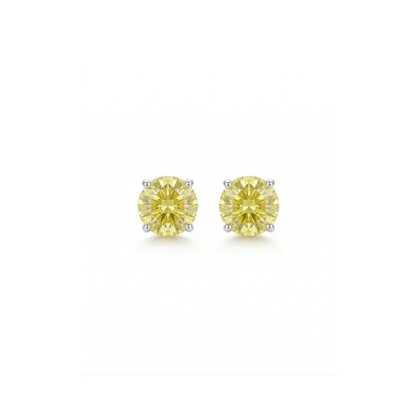 Brinco Solitário 6 MM Yellow Fancy Prata 925